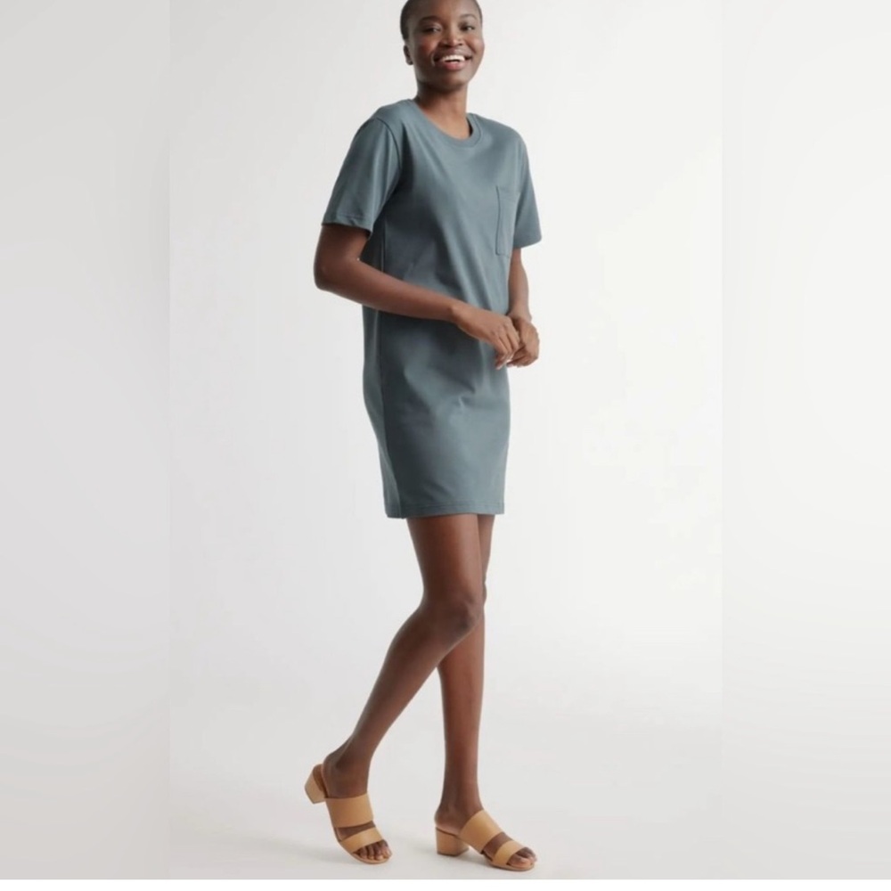 Quince Slate Green T-Shirt Mini Dress